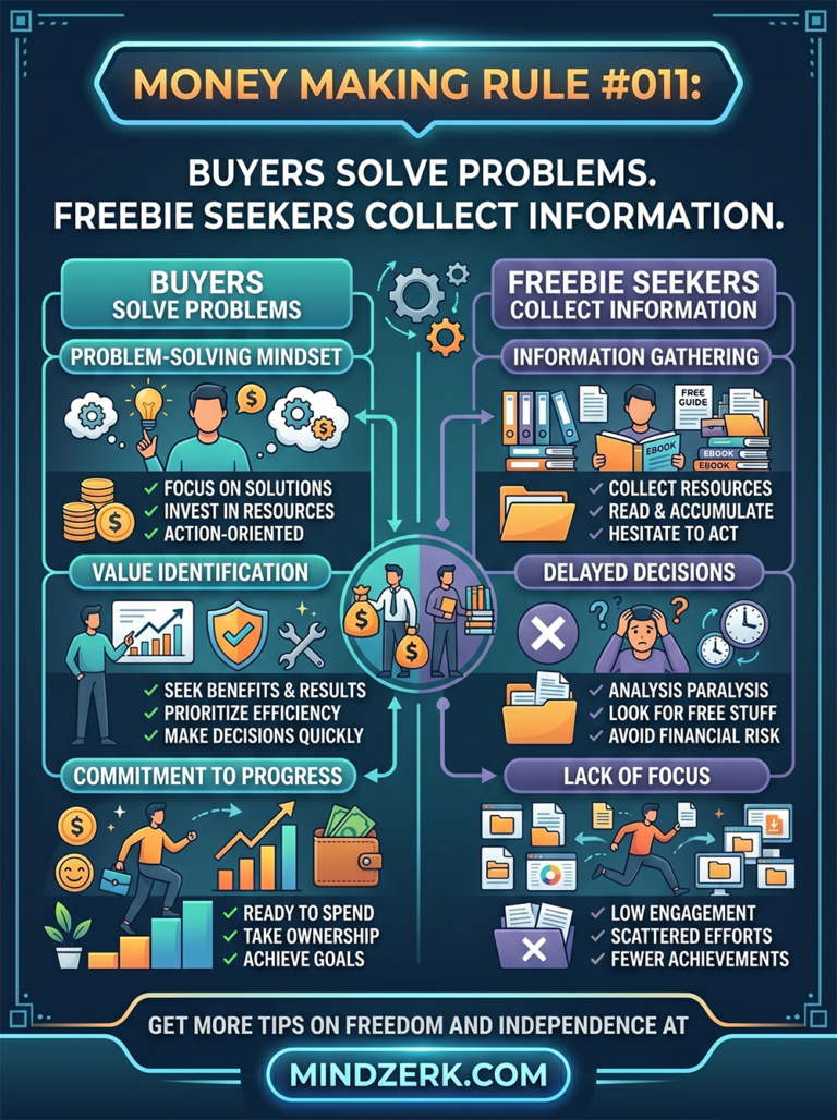 Money Making Rule #011: Buyers Solve Problems. Freebie Seekers Collect Information.