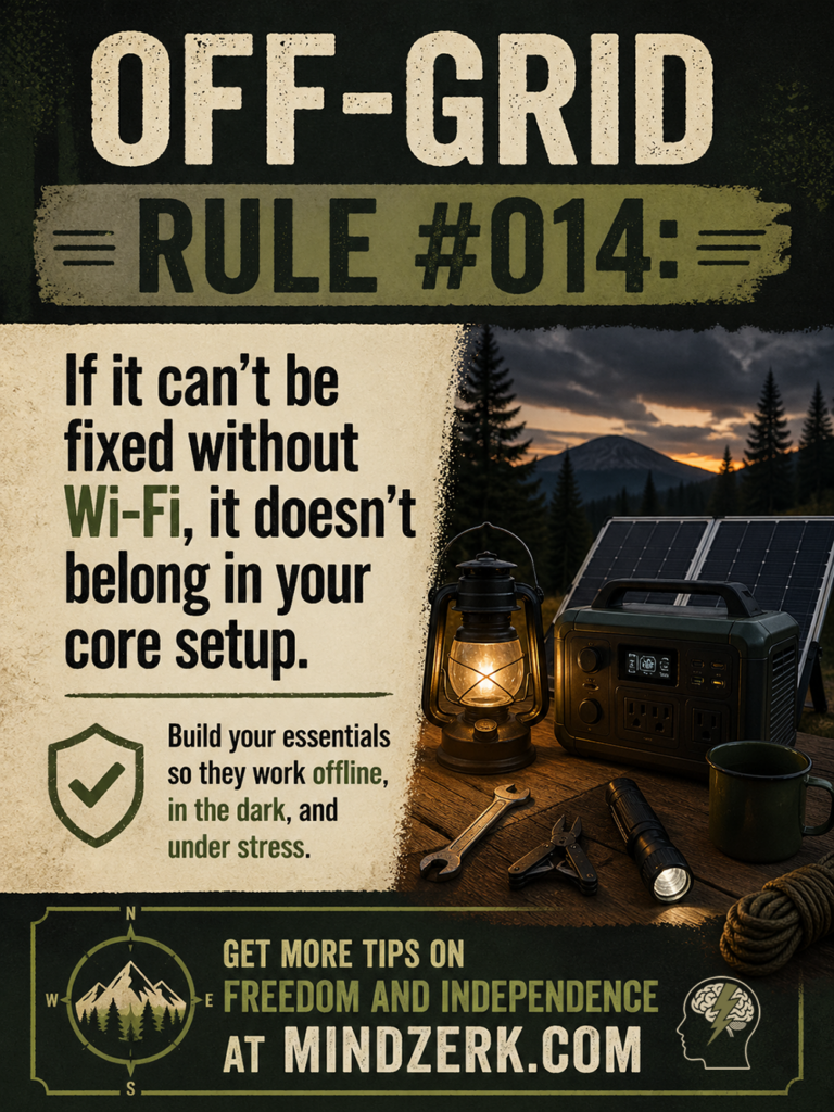 Off-Grid Rule #014: If It Can’t Be Fixed Without Wi-Fi, It Doesn’t Belong in Your Core Setup