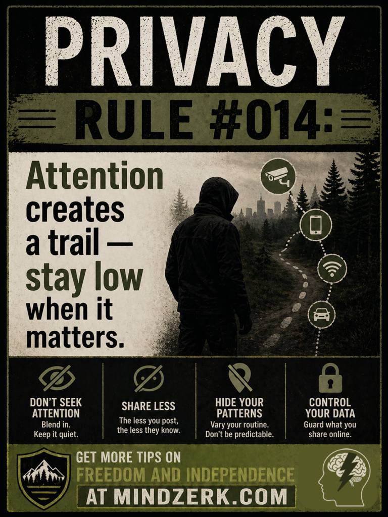 Privacy Rule #014: Attention Creates a Trail — Stay Low When It Matters