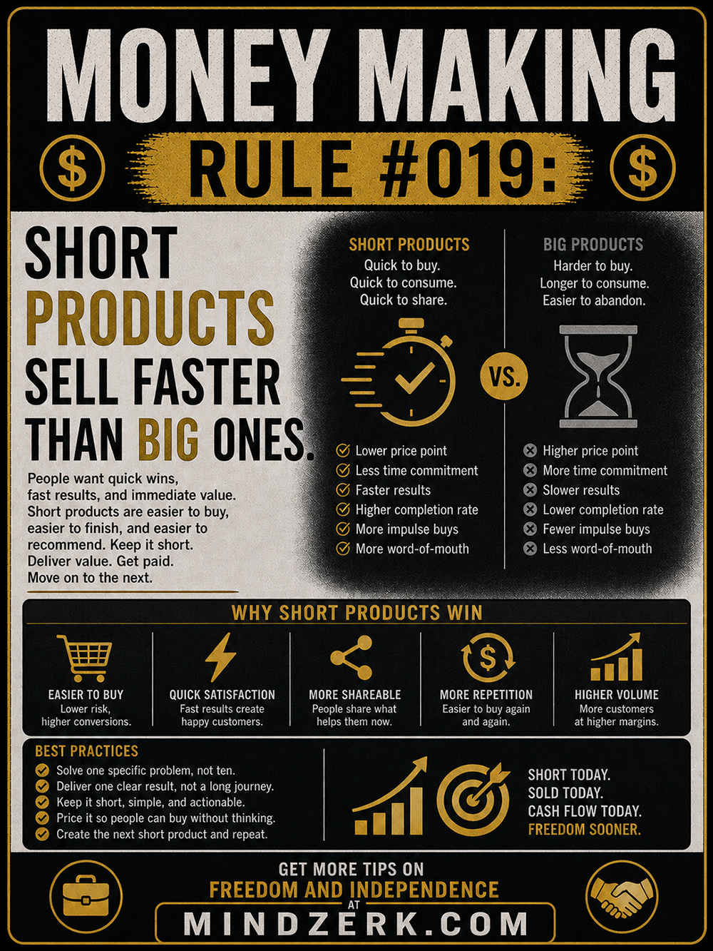 Money Making Rule #019: Short Products Sell Faster Than Big Ones