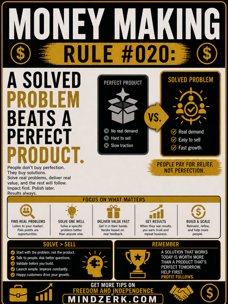 Money Making Rule #020: A Solved Problem Beats a Perfect Product