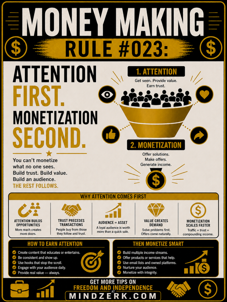 Money Making Rule #023: Attention First. Monetization Second.