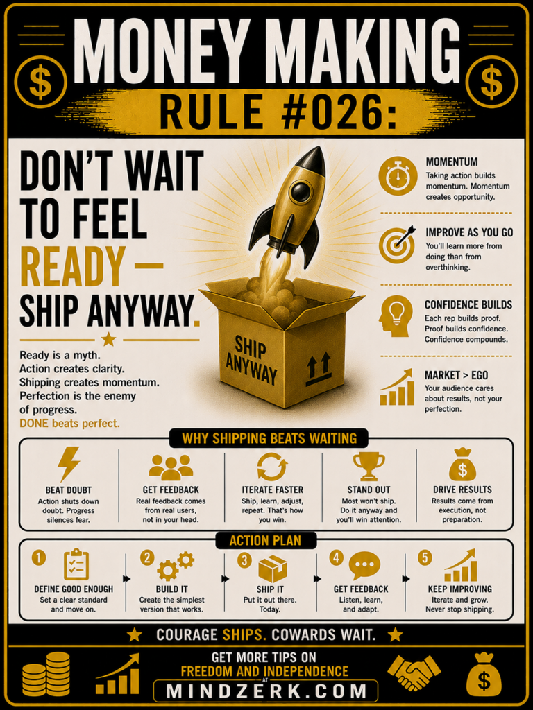Money Making Rule #026: Don’t Wait to Feel Ready — Ship Anyway