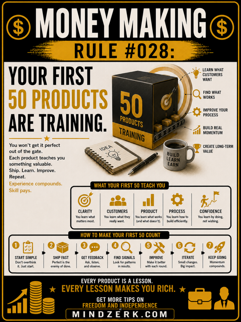 Money Making Rule #028: Your First 50 Products Are Training