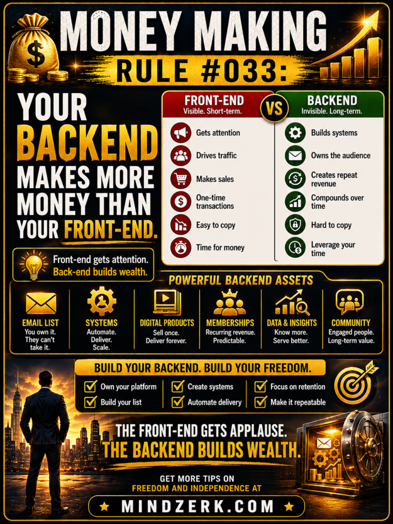Money Making Rule #033: Your Backend Makes More Money Than Your Front-End