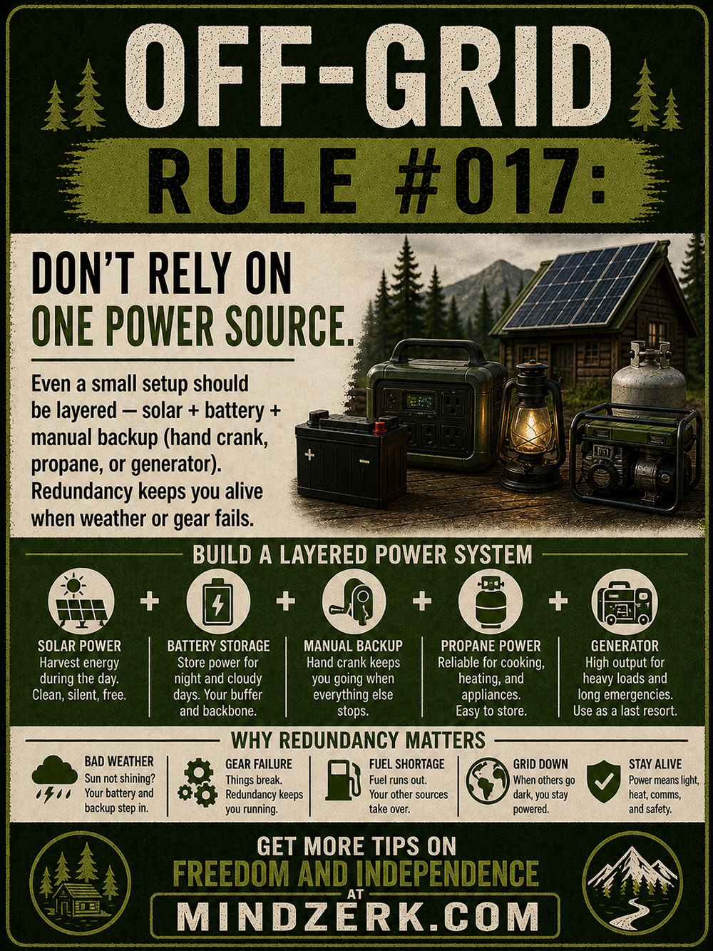 Off-Grid Rule #017: Don’t Rely on One Power Source