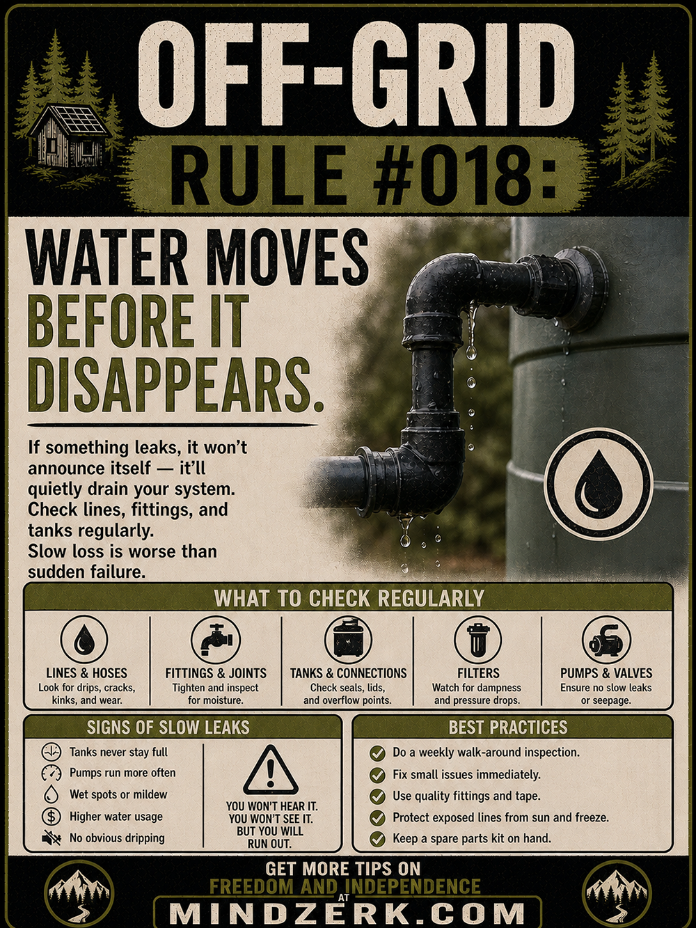 Off-Grid Rule #018: Water Moves Before It Disappears
