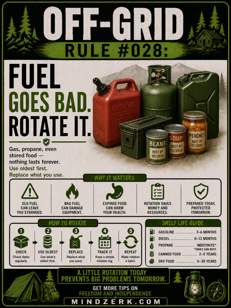 Off-Grid Rule #028: Fuel Goes Bad. Rotate It.