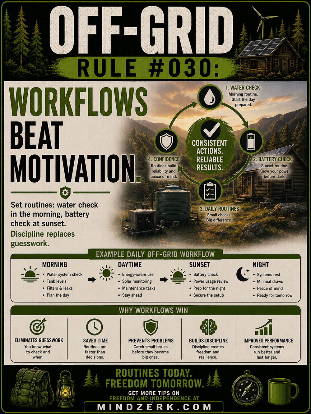 Off-Grid Rule #030: Workflows Beat Motivation
