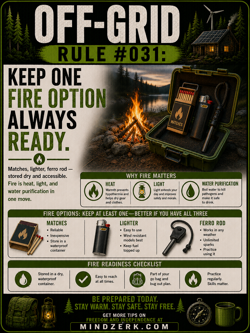 Off-Grid Rule #031: Keep One Fire Option Always Ready