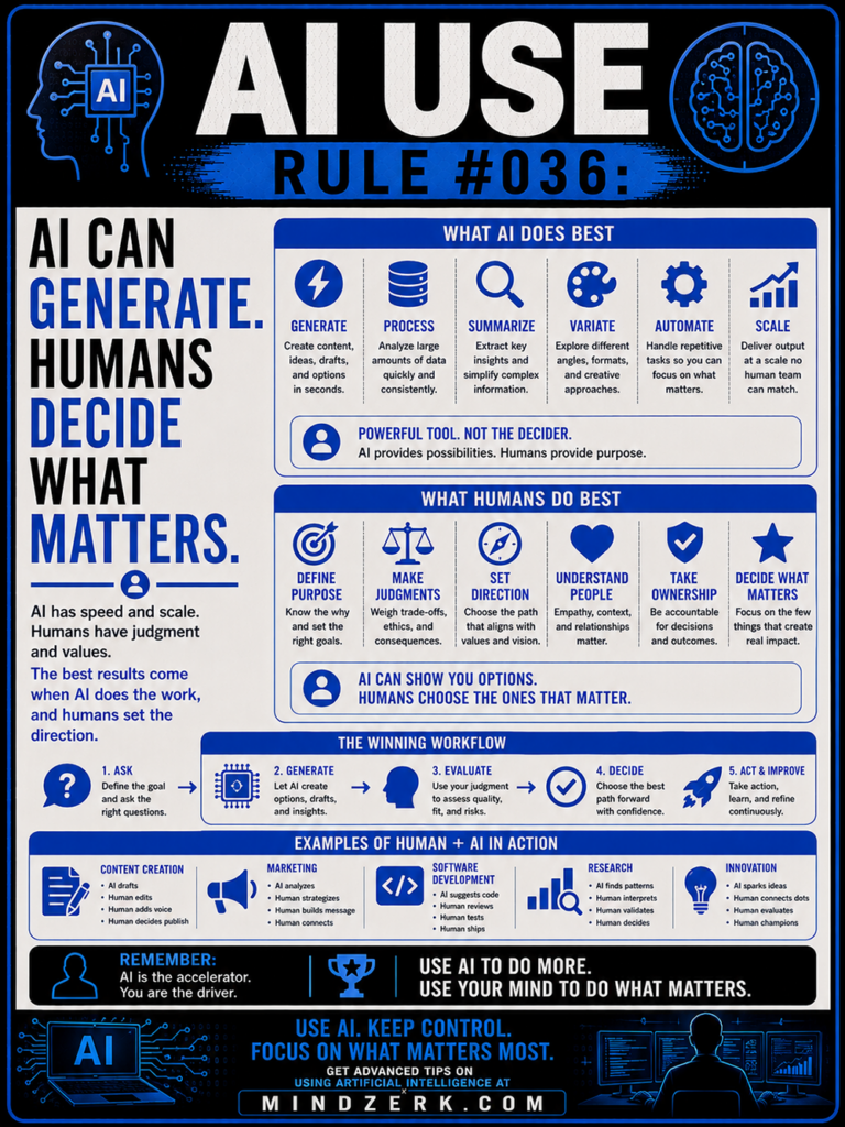 AI Use Rule #036: AI Can Generate. Humans Decide What Matters.