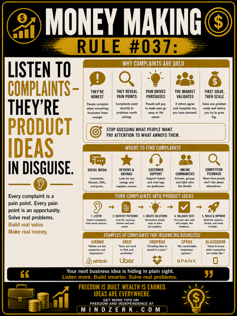 Money Making Rule #037: Listen to Complaints—They're Product Ideas in Disguise
