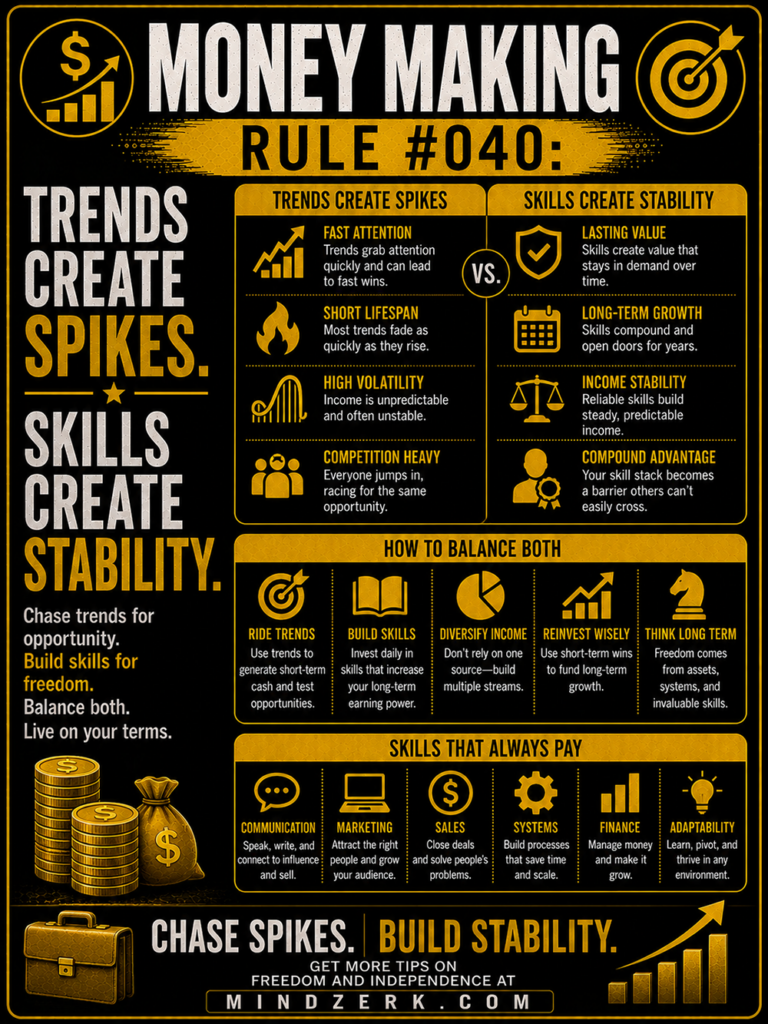 Money Making Rule #040: Trends Create Spikes. Skills Create Stability.