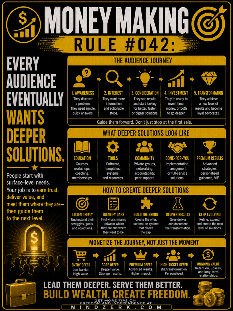 Money Making Rule #042: Every Audience Eventually Wants Deeper Solutions
