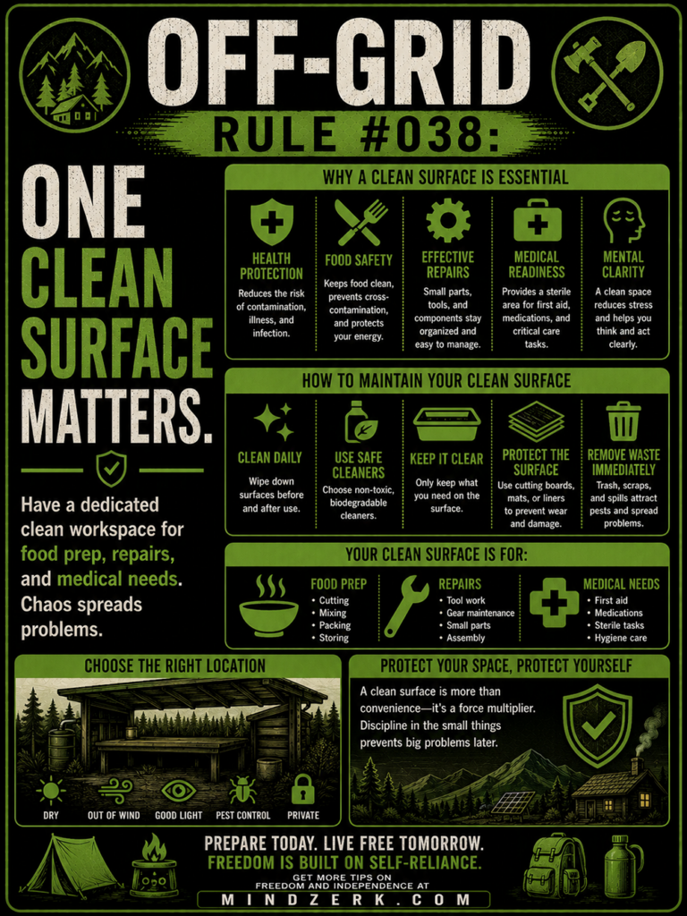 Off-Grid Rule #038: One Clean Surface Matters
