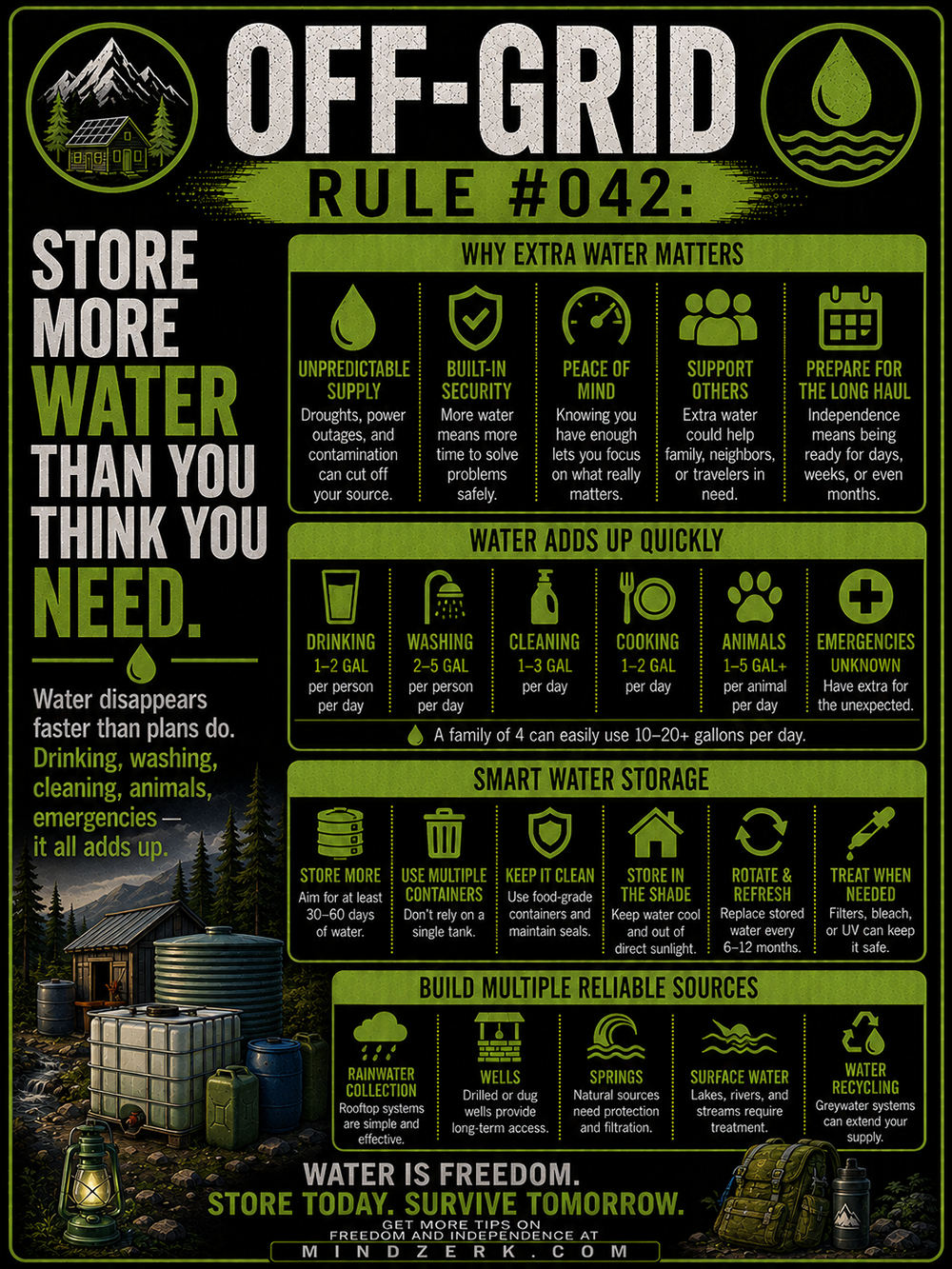 Off-Grid Rule #042: Store More Water Than You Think You Need