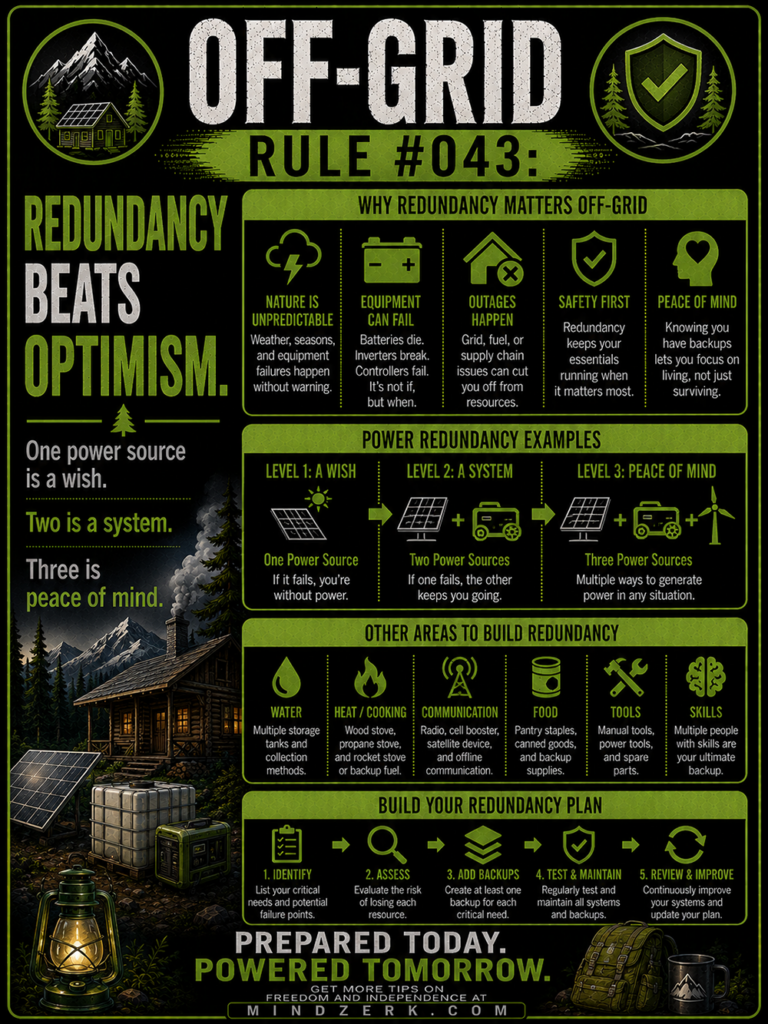 Off-Grid Rule #043: Redundancy Beats Optimism