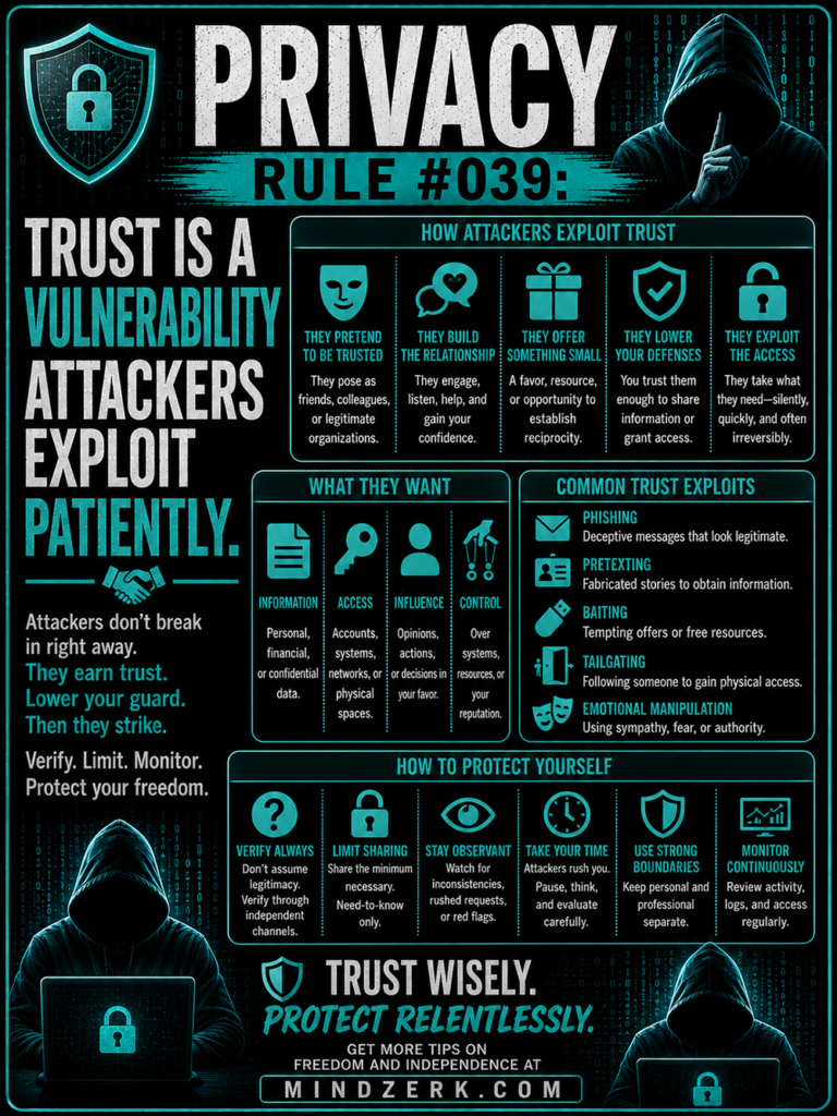 Privacy Rule #039: Trust Is a Vulnerability Attackers Exploit Patiently.