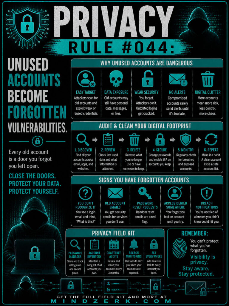 Privacy Rule #044: Unused Accounts Become Forgotten Vulnerabilities