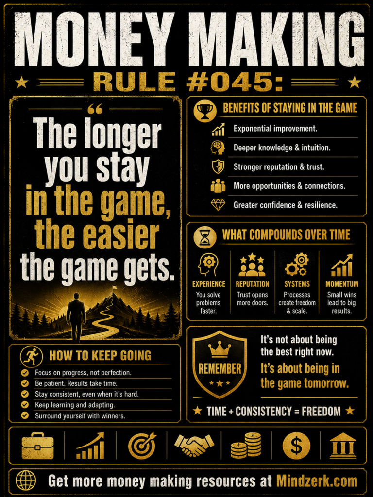 Money Making Rule #045: The Longer You Stay in the Game, the Easier the Game Gets