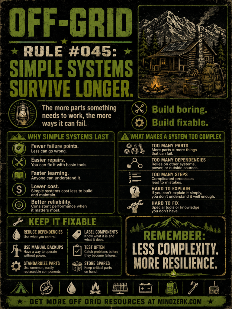 Off-Grid Rule #045: Simple Systems Survive Longer